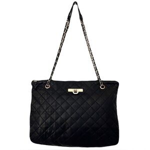 DKNY Black Leather Quilted Convertible Shoulder Bag or Crossbody Bag